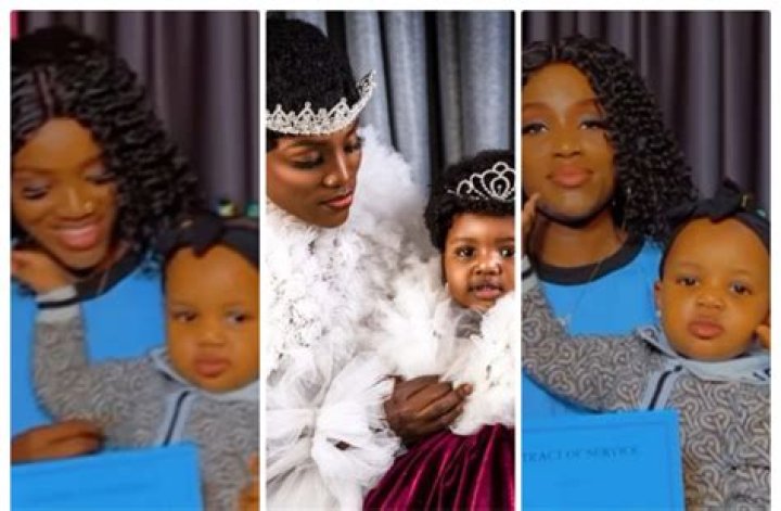 
Congratulations pour in as Bukunmi Oluwasina’s daughter makes first television appearance 