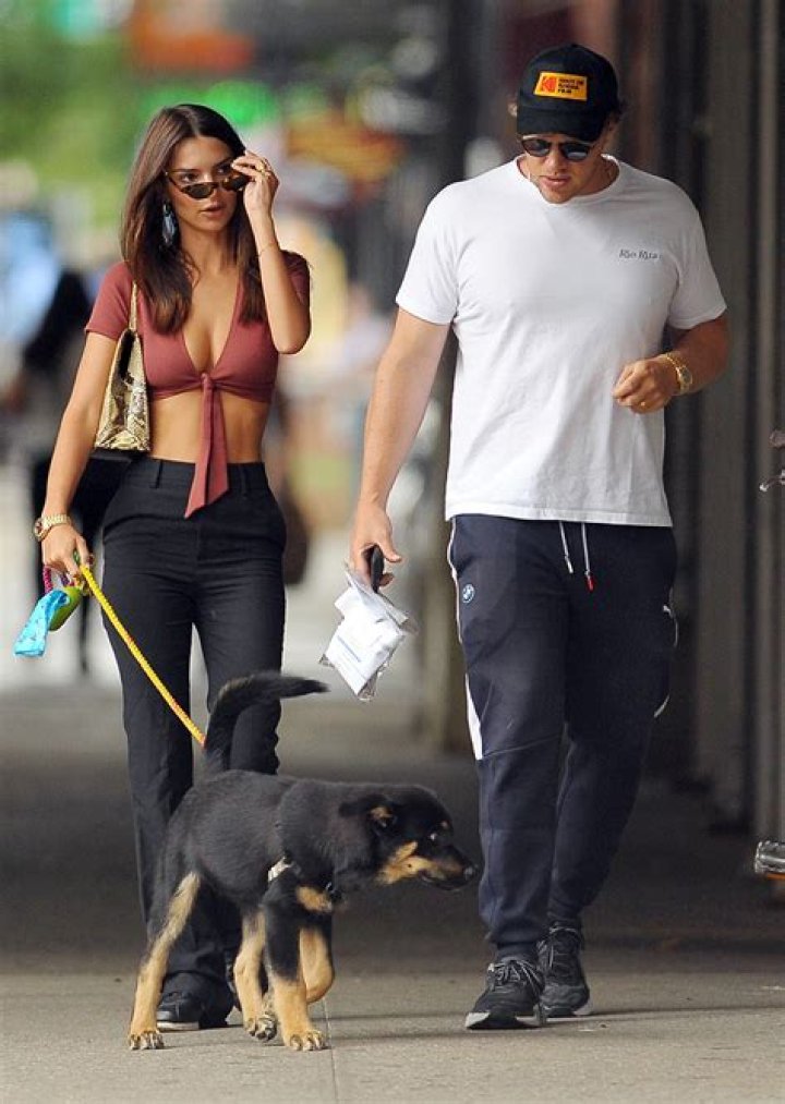 Family Outing!Emily Ratajkowski and Her Husband Take Their Puppy Colombo for a Walk